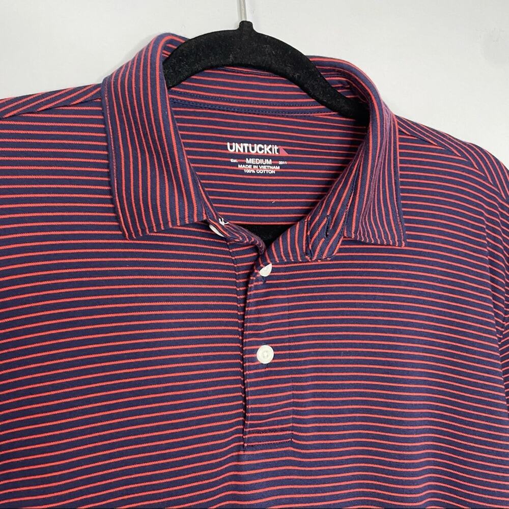UNTUCKit Axios Burgundy Striped Polo Shirt Short Sleeve Medium Casual - Picture 3 of 8